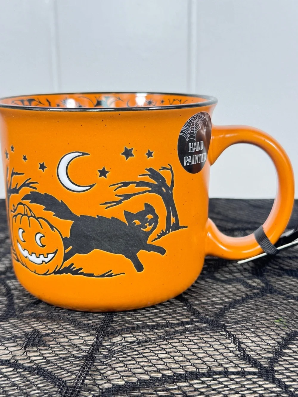 NEW Cobwebs & Cauldrons Black Cat Halloween Mug